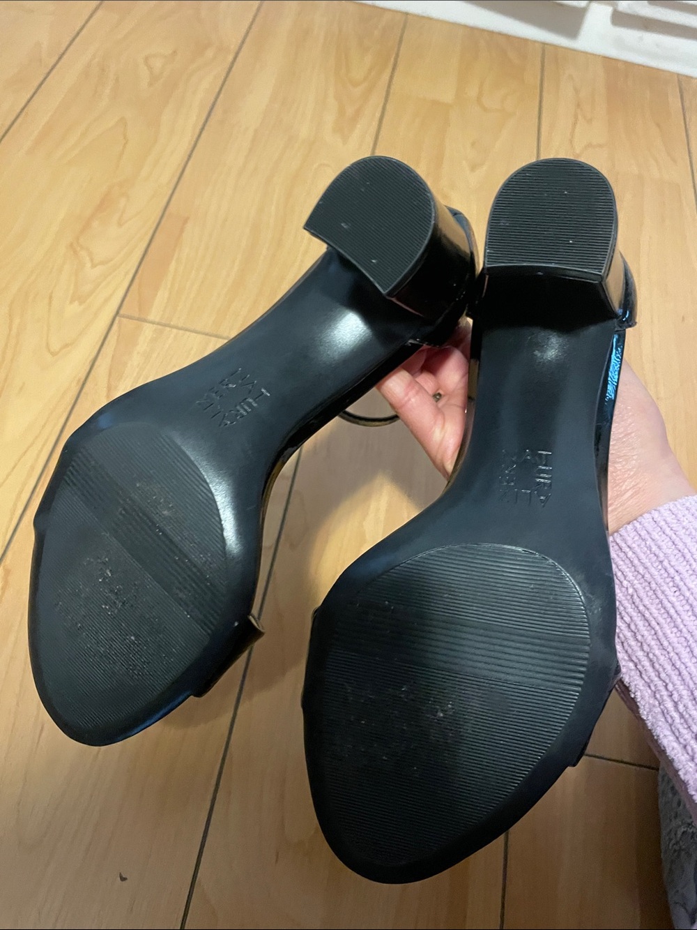 Naturalizer Black Patent Ankle-Strap Block Heel Sandals - Picture 5 of 7